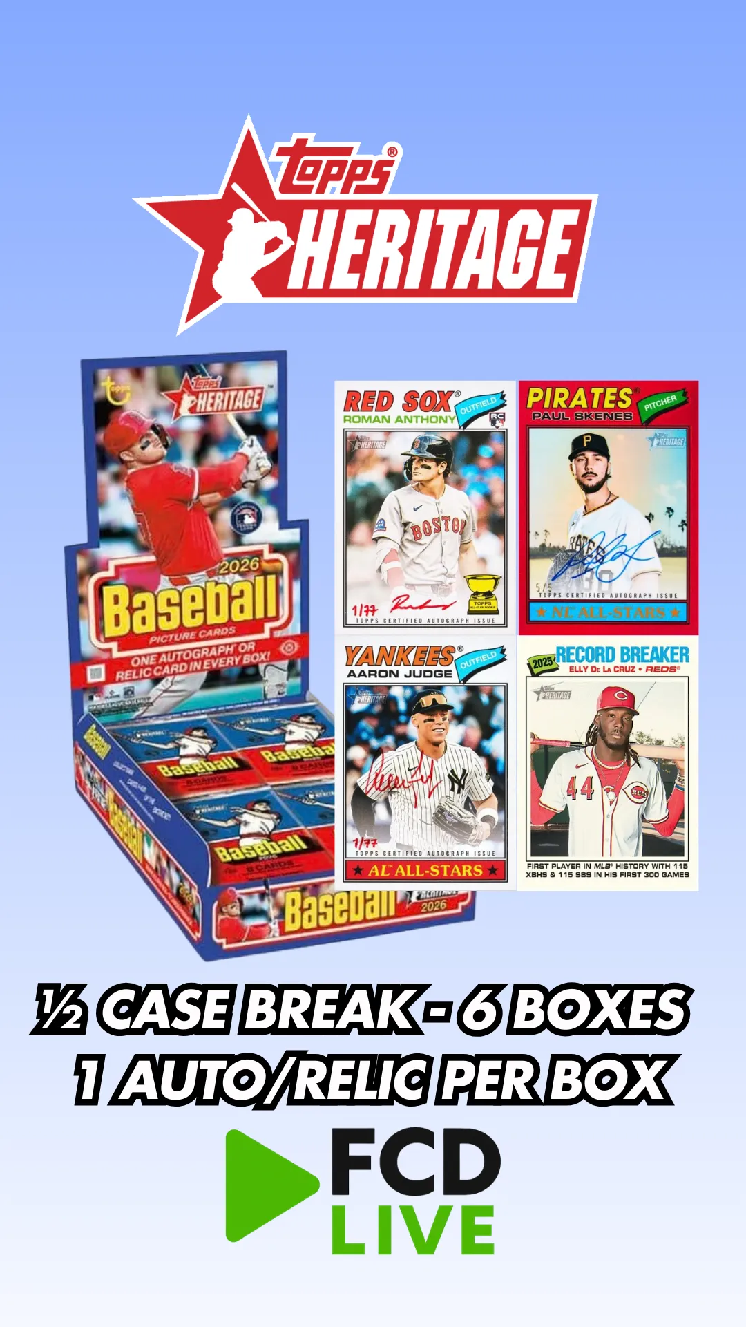 NEW RELEASE⚾ 2026 TOPPS HERITAGE 1/2 CASE BREAK - 6 AUTO/RELICS!
