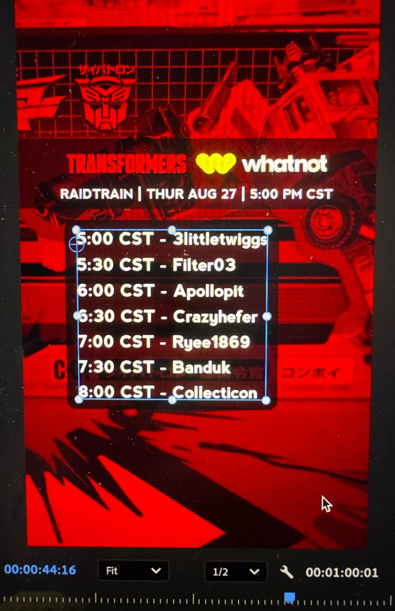Thumbnail for live show