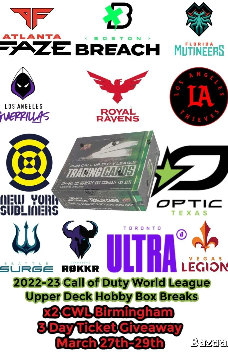 X2 CDL 3 DAY TICKETS GIVEAWAY - 2022-23 Call of Duty World League Upper Deck Box Breaks
xUpper Deck Hobby Box Breaks