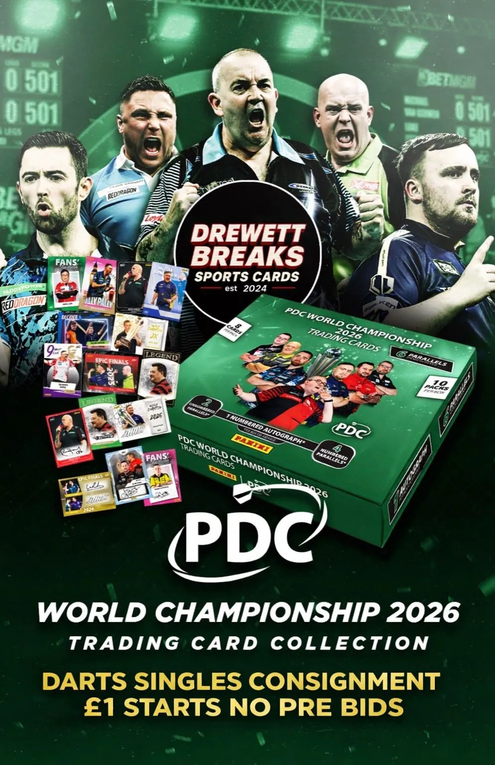 🚨£1 STARTS DARTS SINGLES CONSIGNMENT 🚨PANINI PDC WORLD CHAMPIONSHIP 2026 🚨