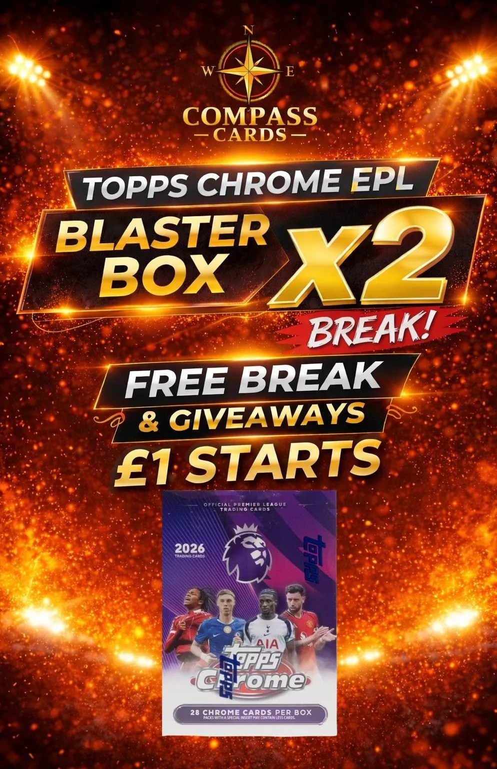 £1 STARTS ! TOPPS CHROME EPL BLASTER BOX DOUBLE BREAKS! FREE BREAK! FULL TEAMS!
