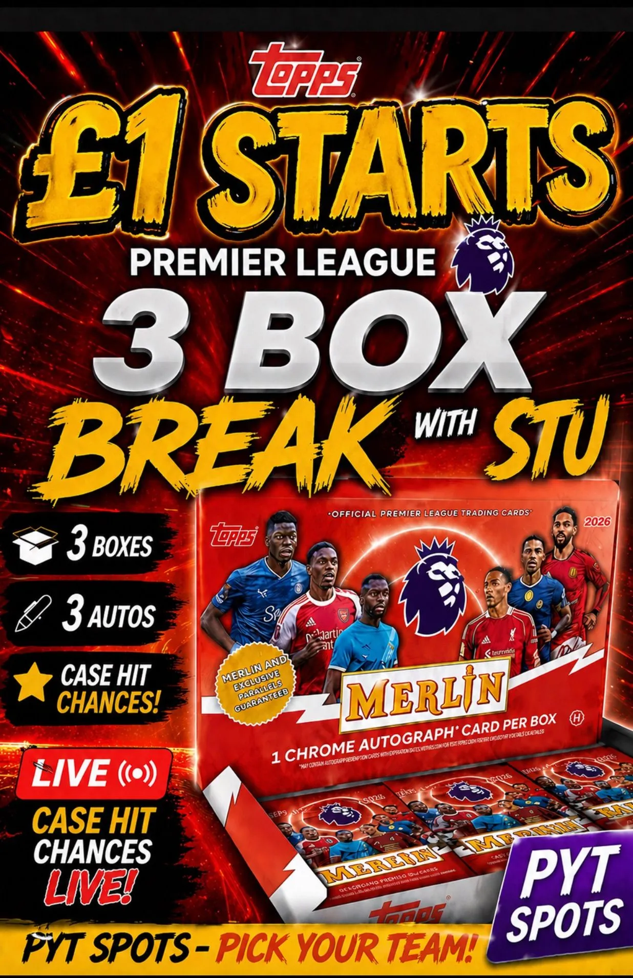 £1 STARTS 3 BOX EPL MERLIN HOBBY PYT WITH STU!