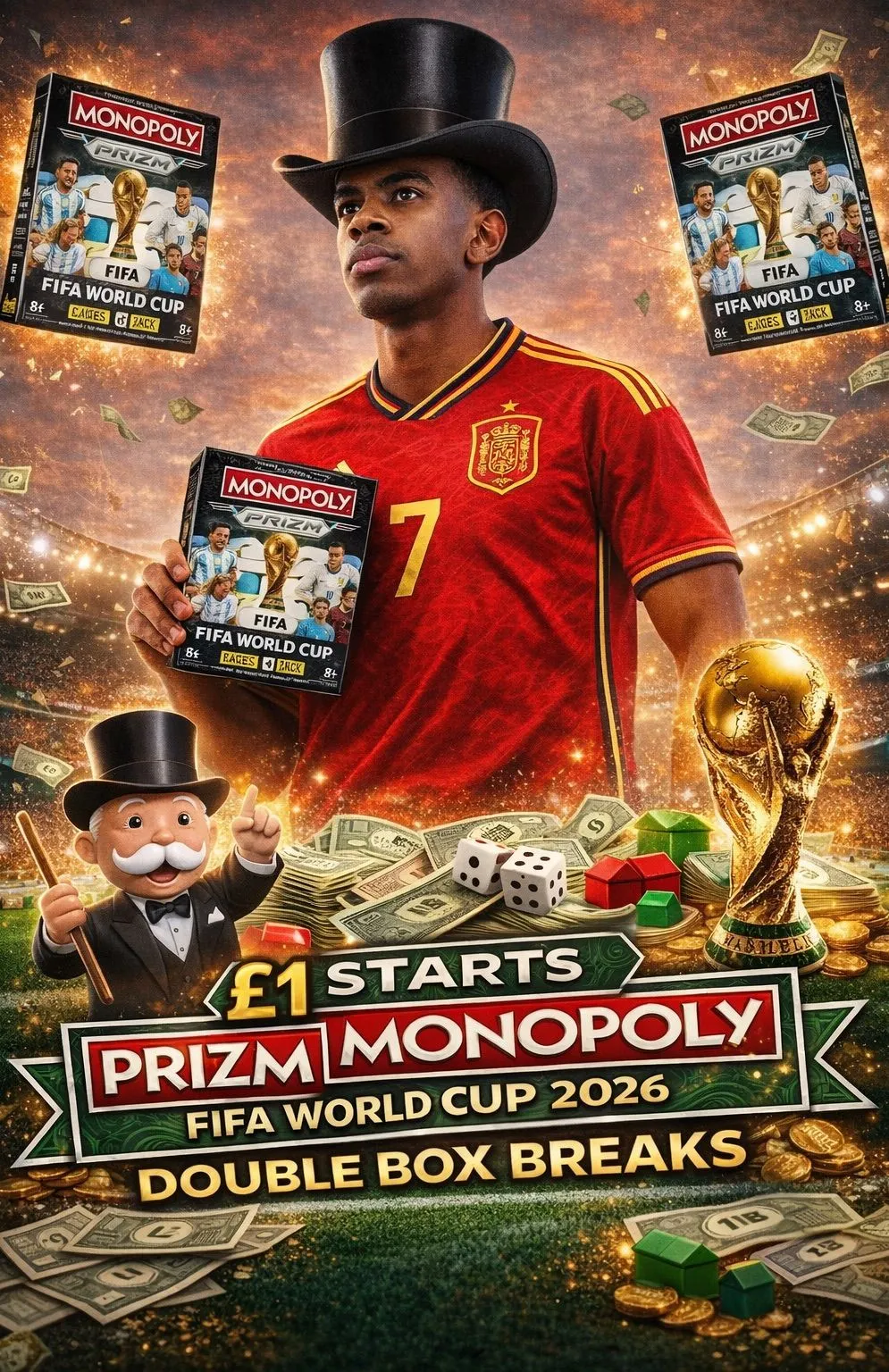£1 STARTS MONOLOPY PRIZM WORLD CUP