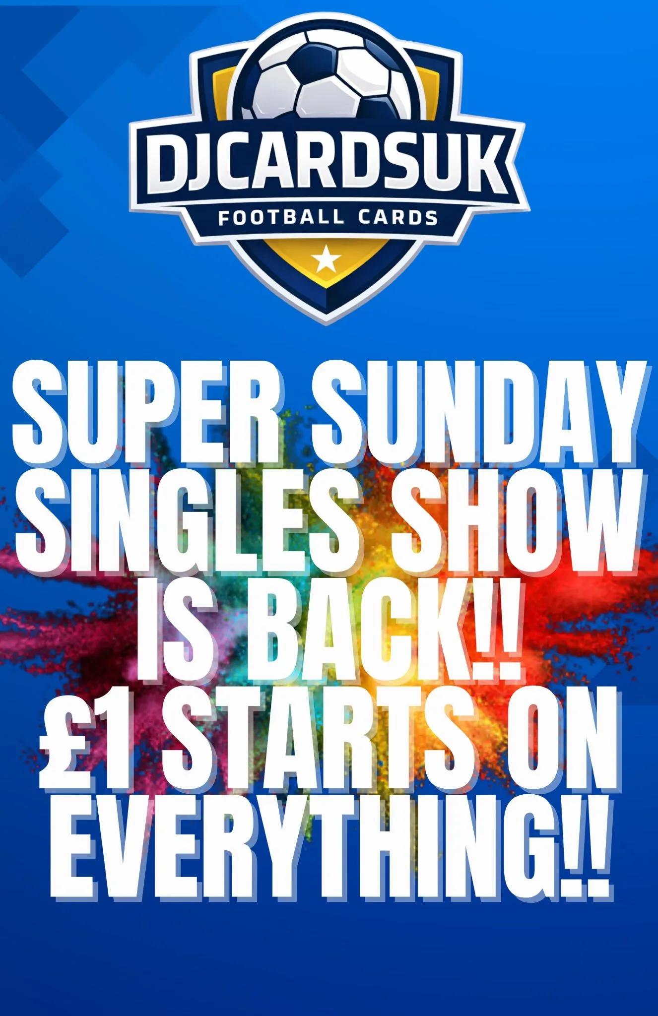 SUPER SUNDAY SINGLES IS BACK!! £1 STARTS ON ABSOLUTELY EVERYTHING!! 🤩🔥
