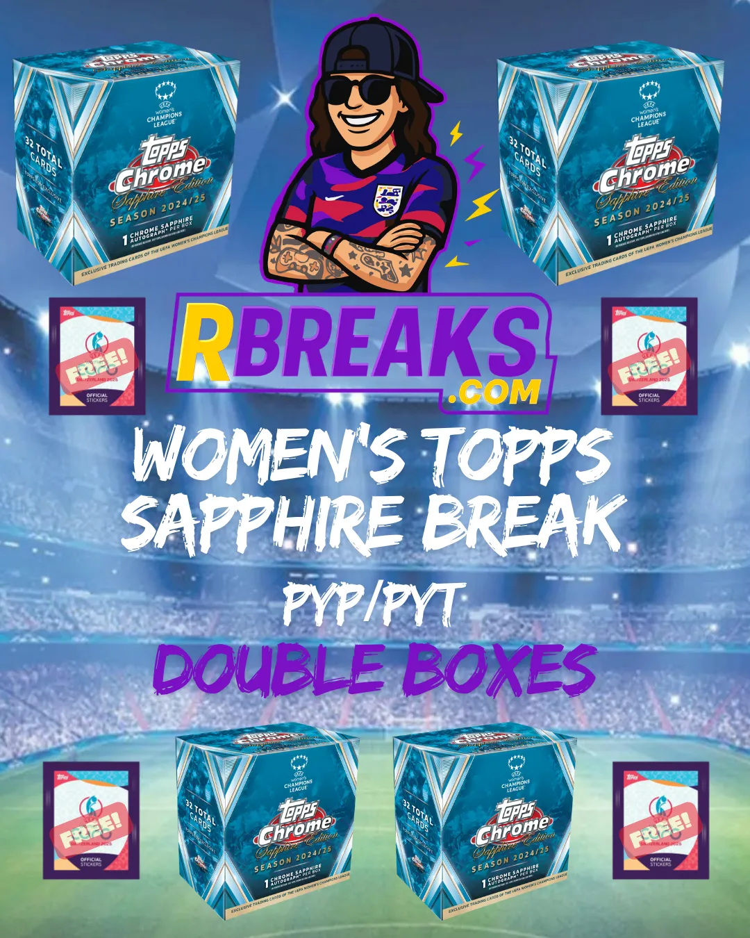 FREE WOMEN'S EURO STICKERS FOR ALL!! WOMEN'S SAPPHIRE DOUBLE BOX BREAK!