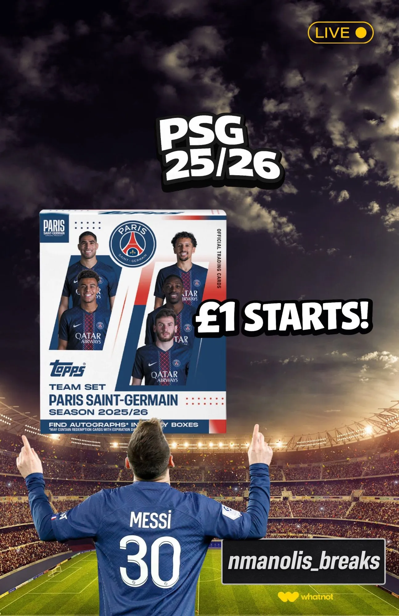 £1 STARTS‼️x4 BOX BREAKS PSG 25/26🔥