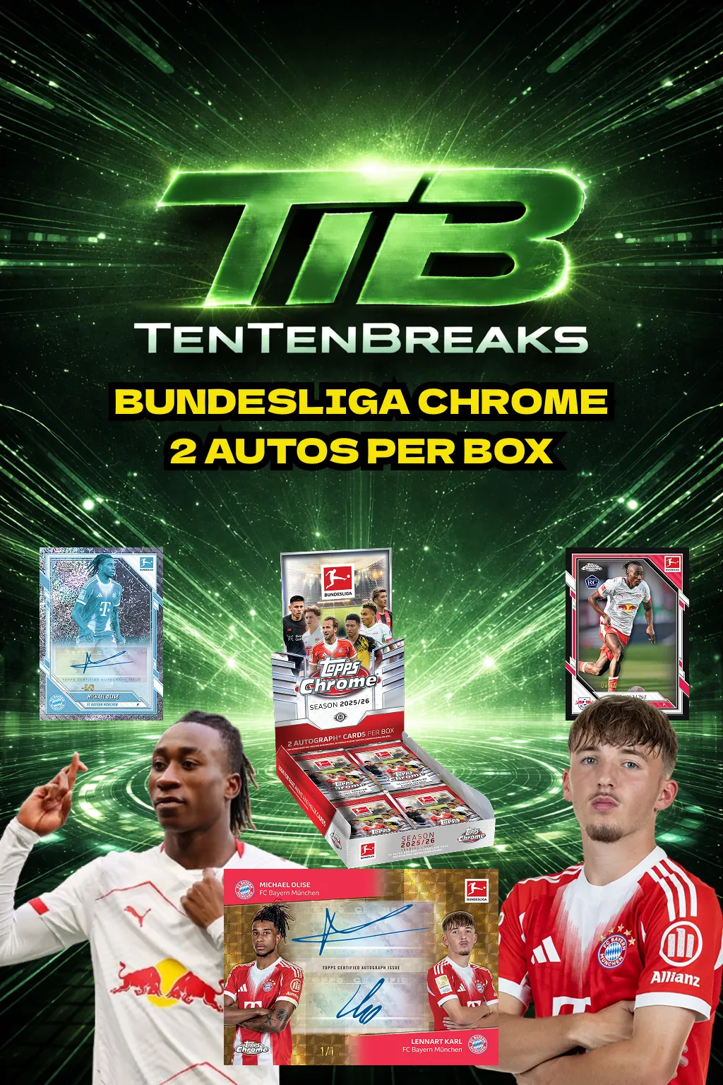 BUNDESLIGA CHROME - 2 AUTOS PER BOX!
