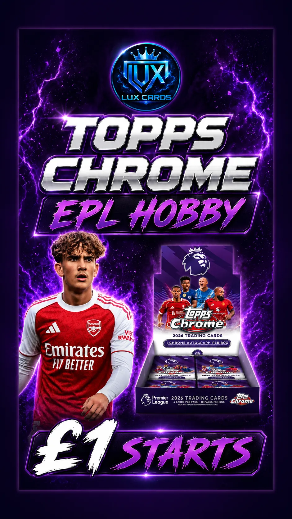 £1 STARTS TOPPS CHROME EPL HOBBY W/ WOLF