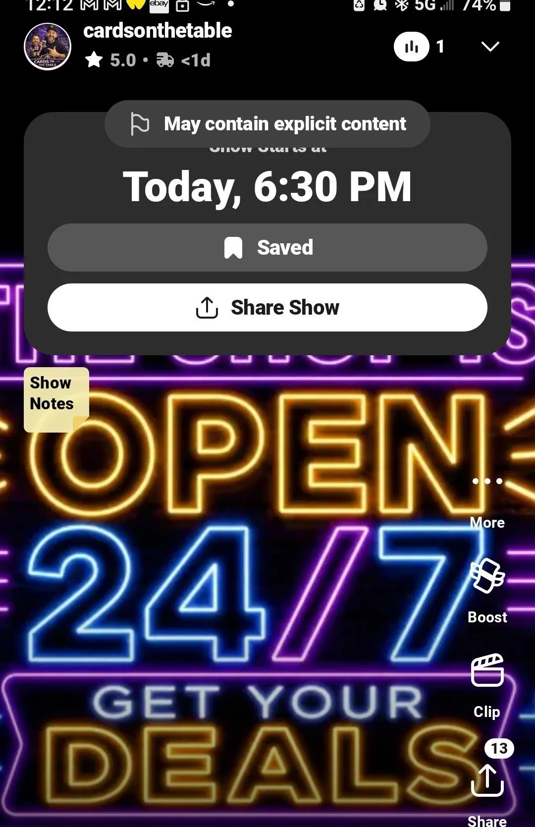 Thumbnail for live show