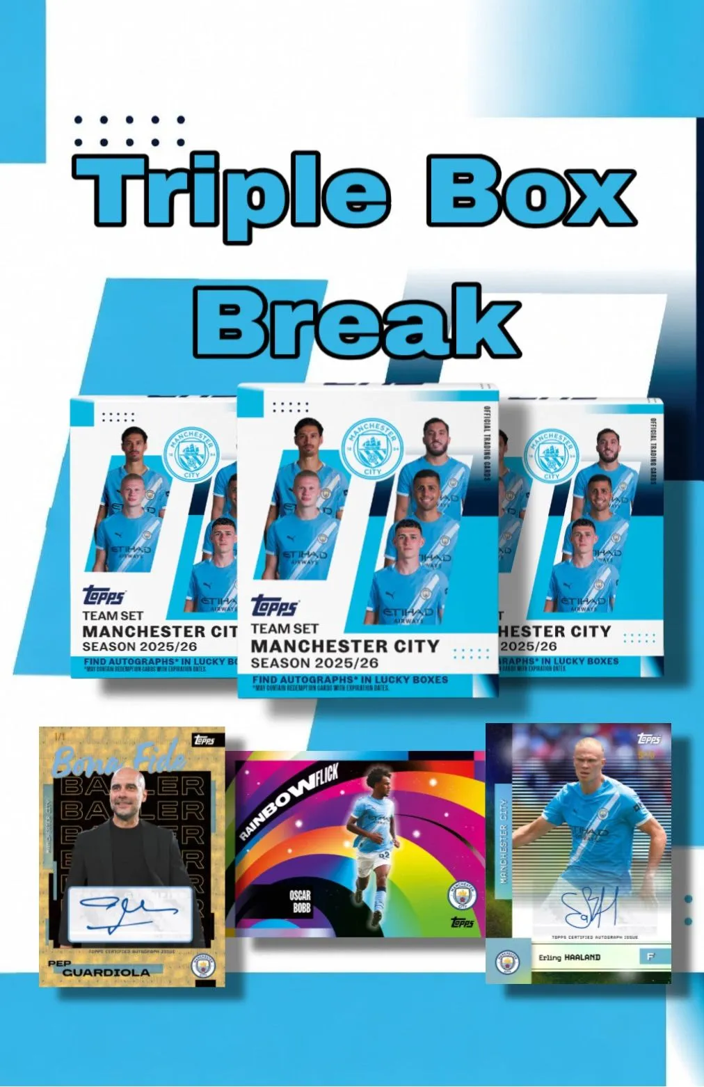£1 STARTS TRIPLE BOXER Man City Team Set 25/26