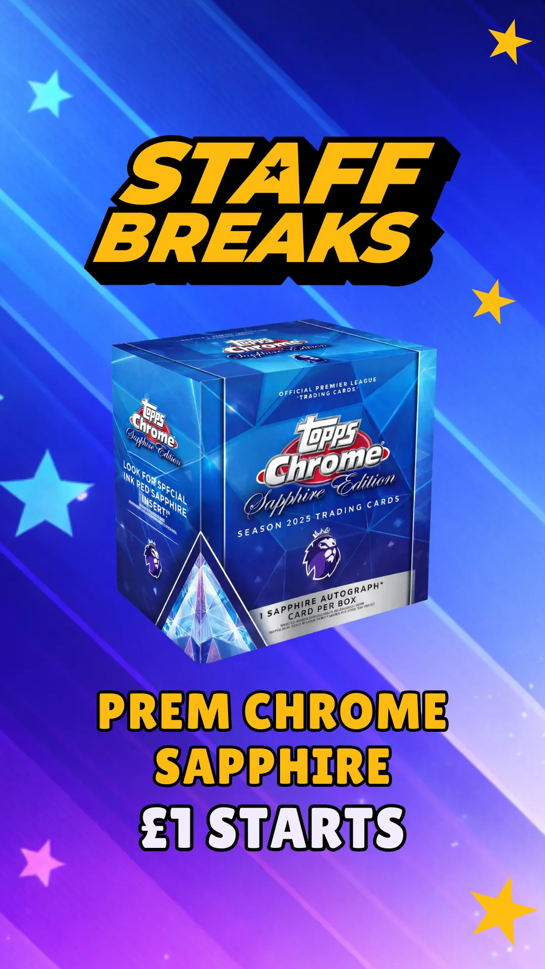NEW TOPPS PREM CHROME SAPPHIRE - £1 STARTS