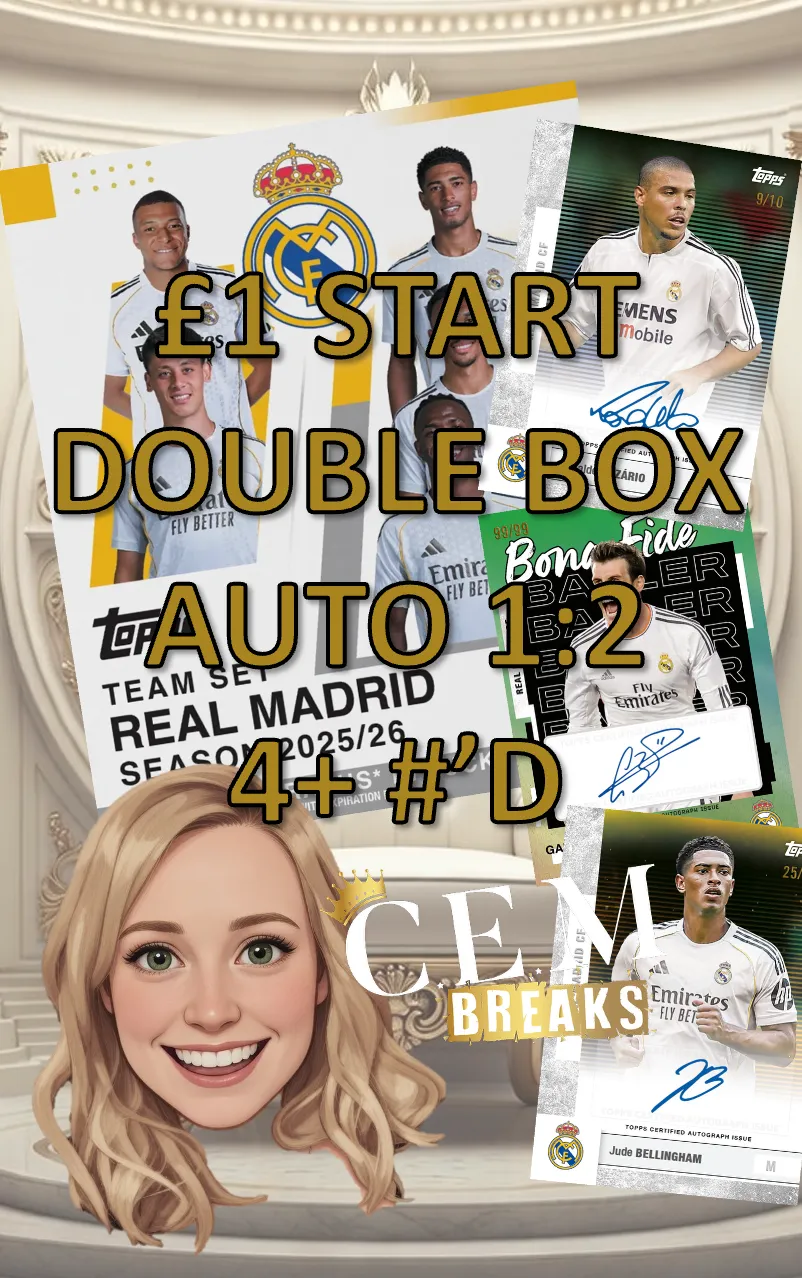 🇬🇧 £1 DOUBLE REAL MADRID AUTO 1:2 4+ NUMBERED & GIVEAWAYS!!