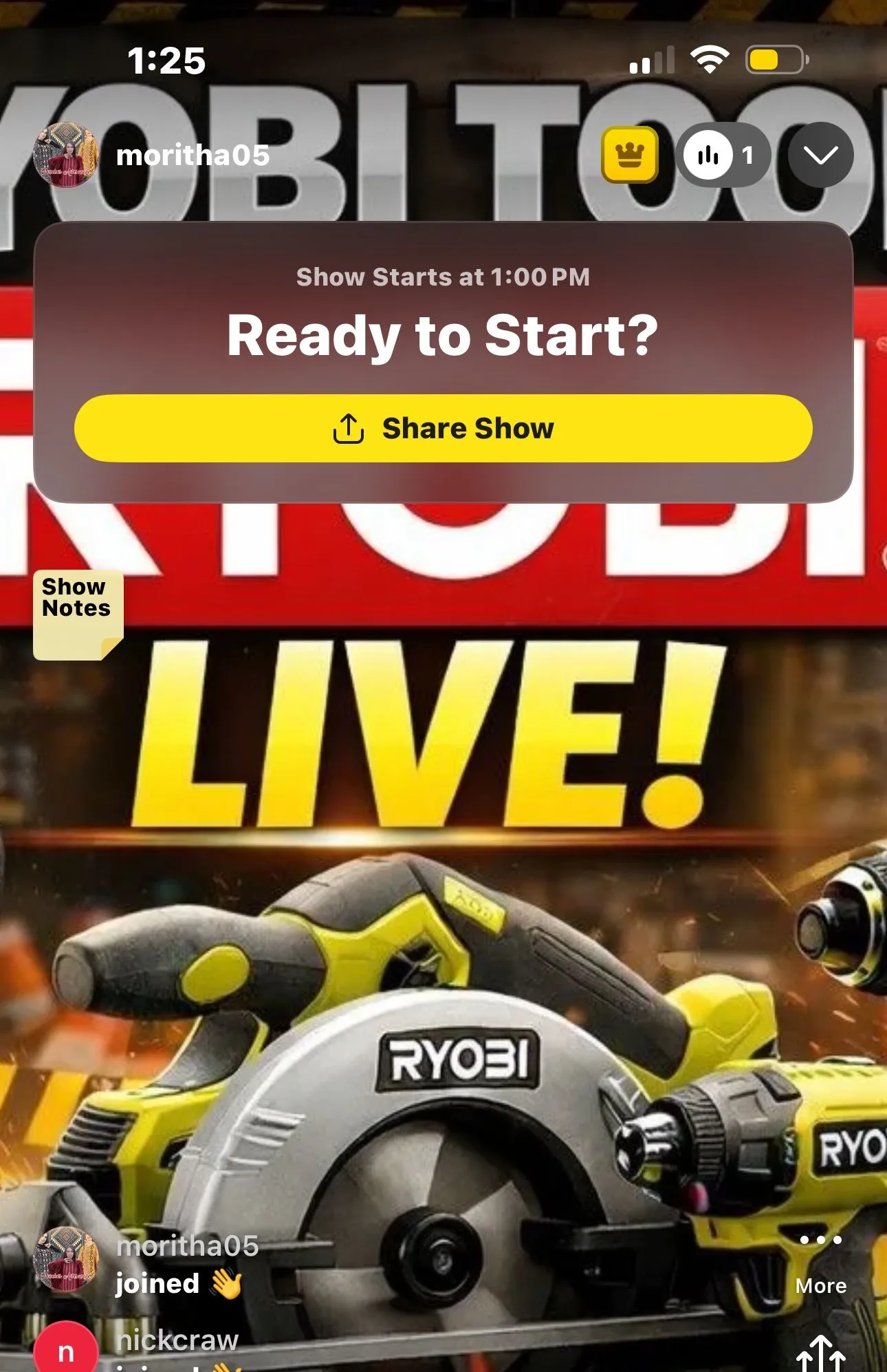 Thumbnail for live show
