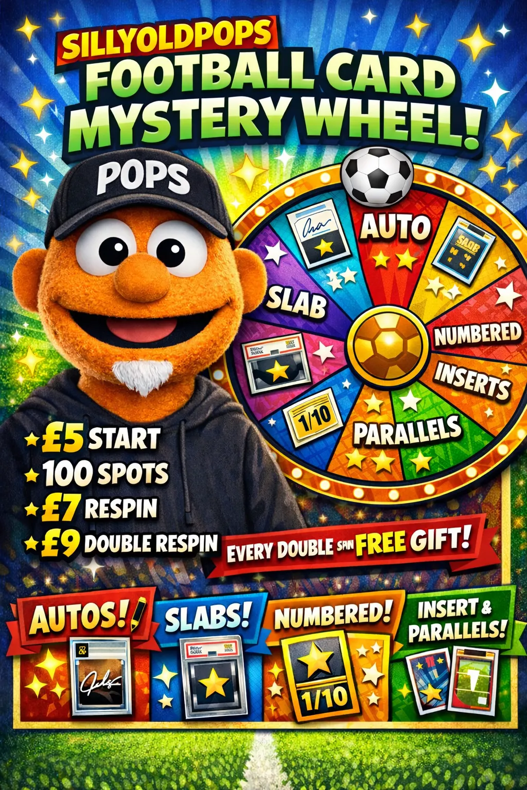 Sillyoldpops Super Mega Autos/Numbered/Patched/Bundle MYSTERY WHEEL £5 Start/£7 Respin/£9 Double Respin - Free Gift with Every Double Respin