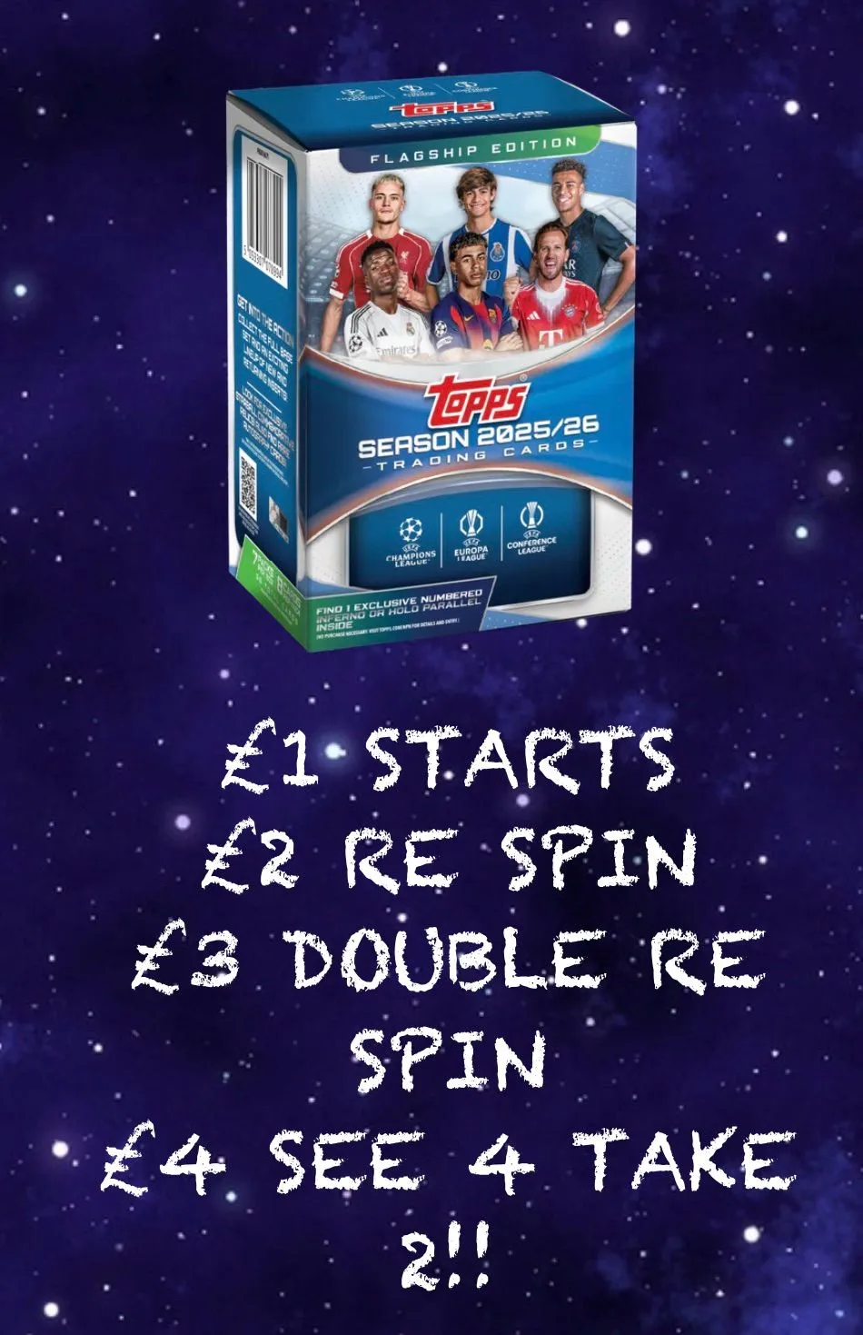 £1 STARTS!!NEW 25/26 TOPPS UCC FLAGSHIP BLASTERS!!