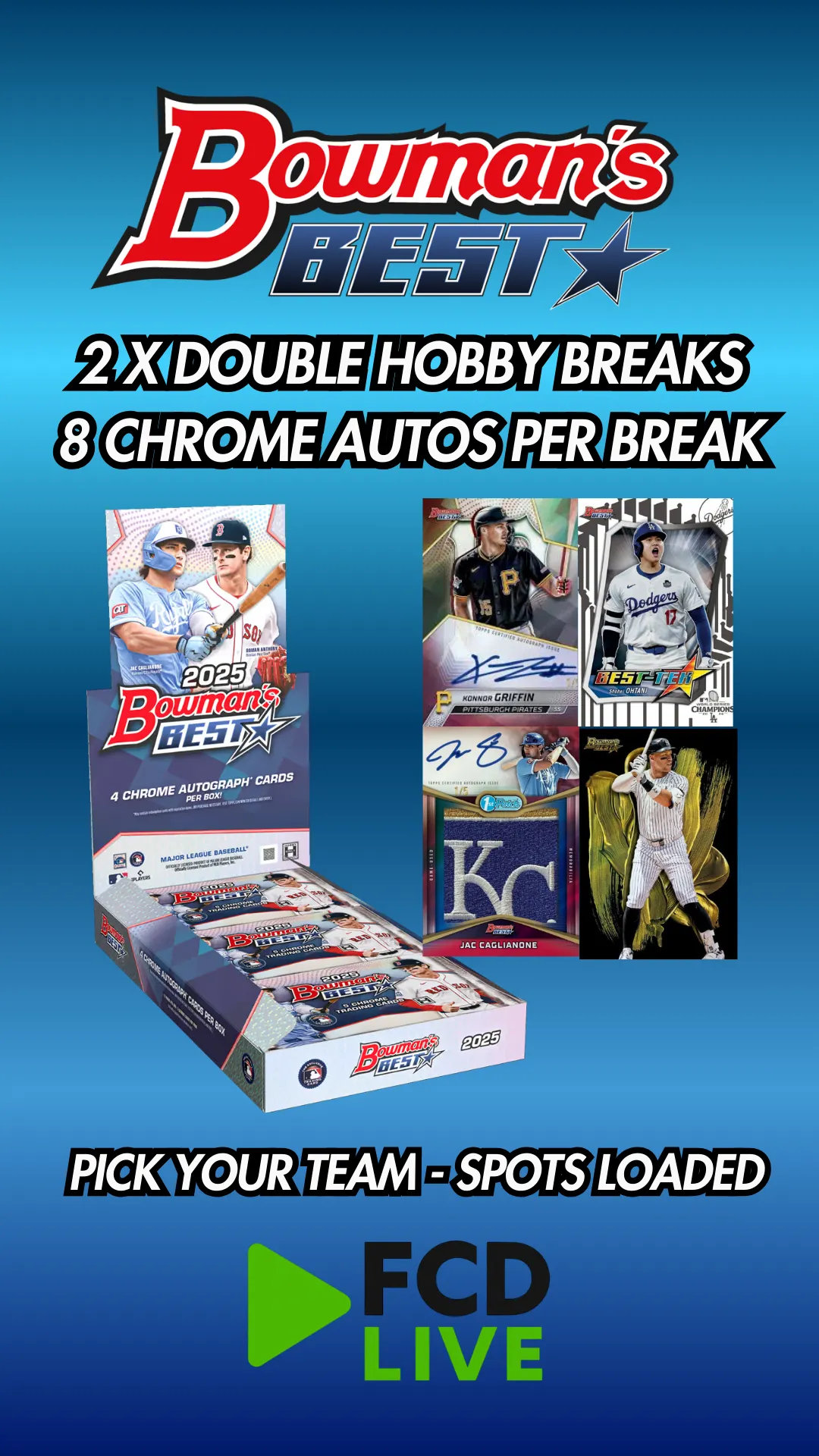 NEW RELEASE⚾ 2025 BOWMANS BEST  - 8 AUTOS PER BREAK -  PYT