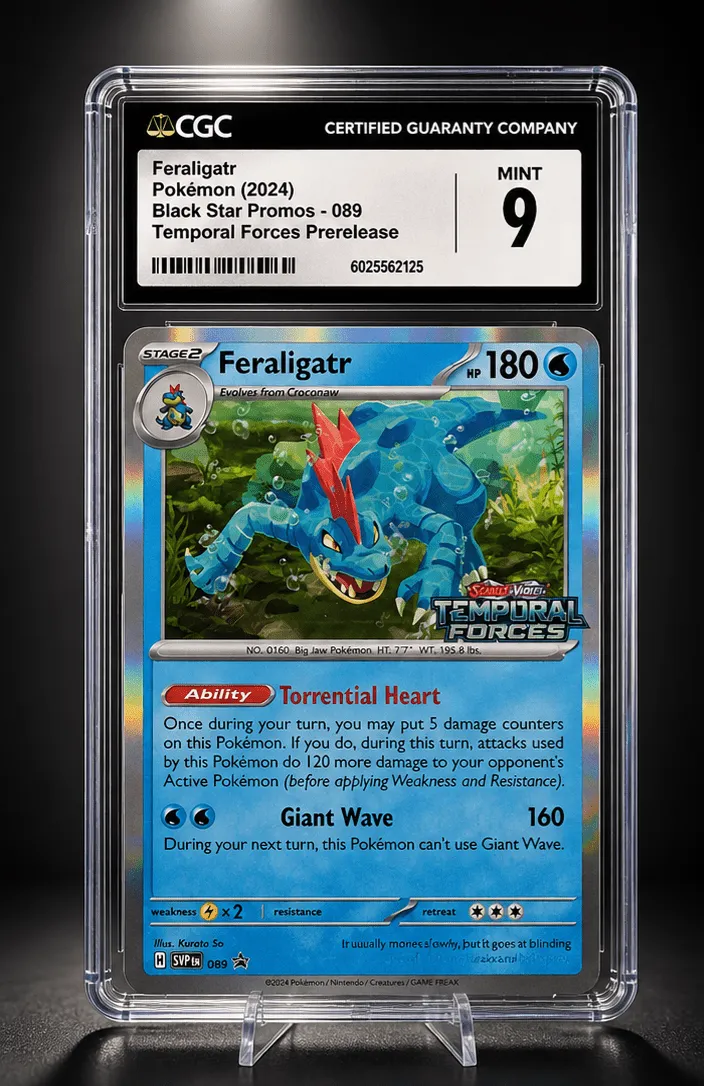 Feraligatr #089 Prerelease Black Star Promo — Scarlet & Violet — CGC 9 Mint