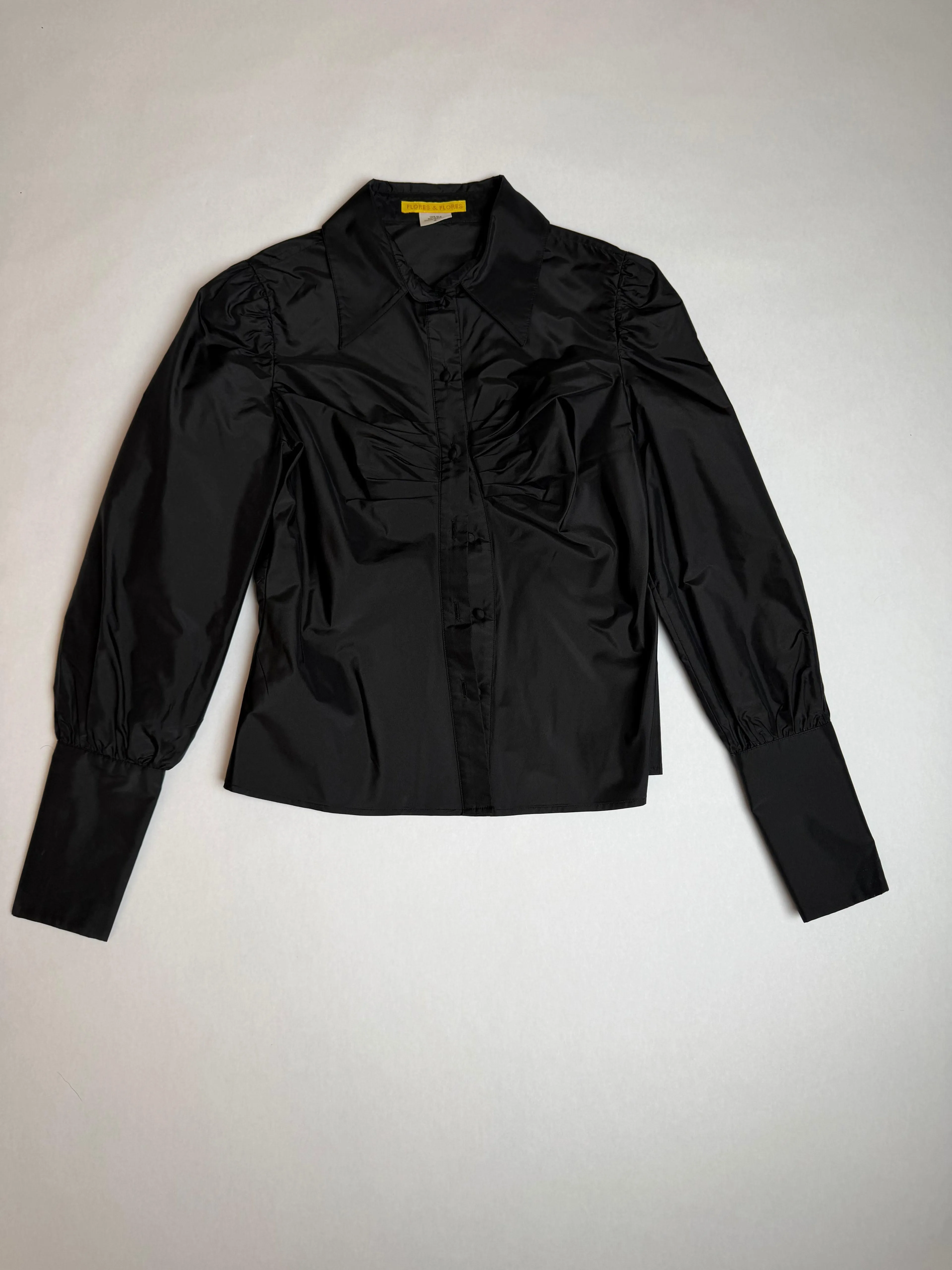 Flores & Flores · Puff Sleeve Silk Blouse · Black · 4