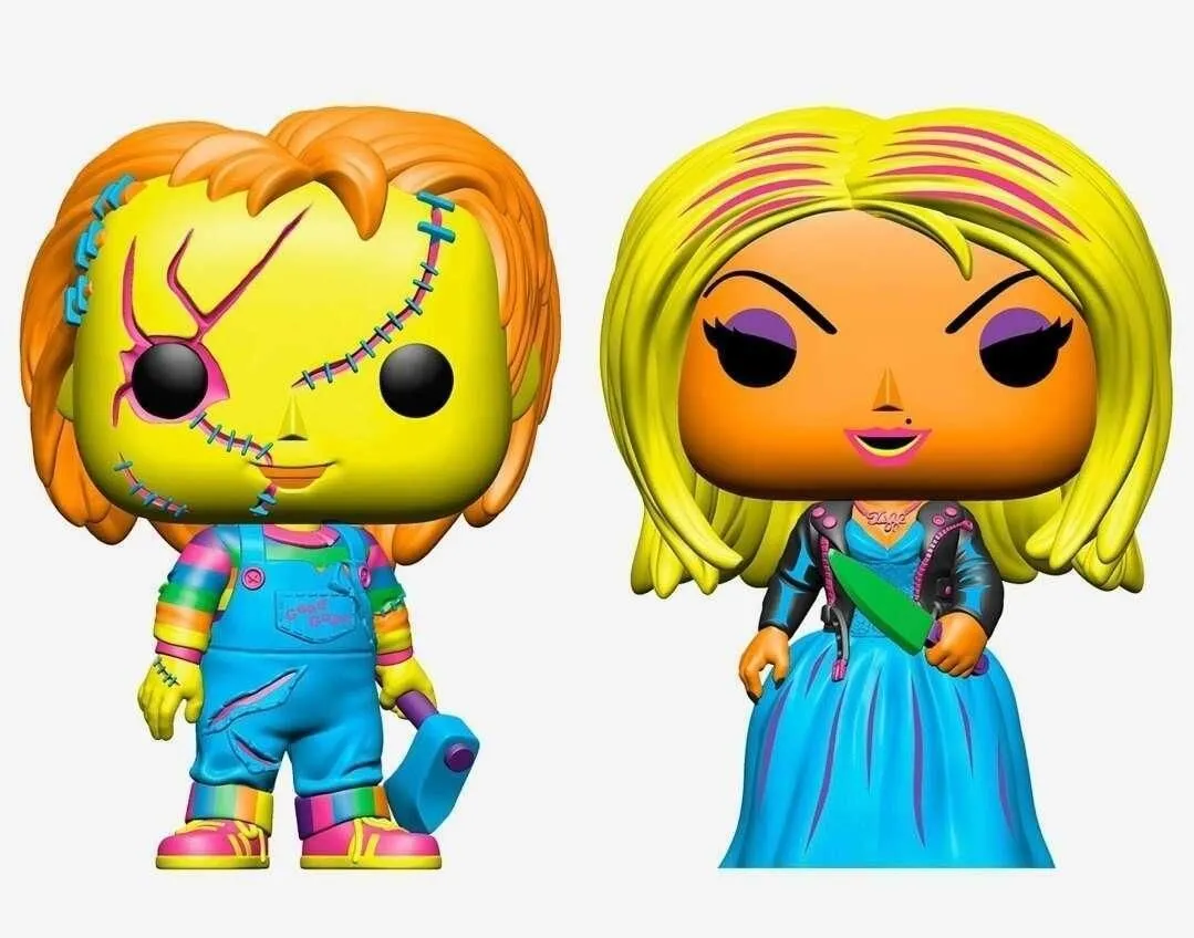 Product image for Chucky with Axe & Tiffany with Knife (Blacklight) (2-pack)