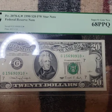 1990 $20 star note New York