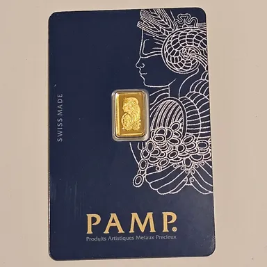 PAMP Suisse 1 Gram Gold Fortuna Bar Sealed in Assay Card