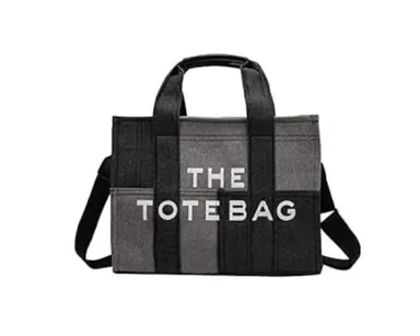 The Tote Bag.  Black and grey canvas.  New.