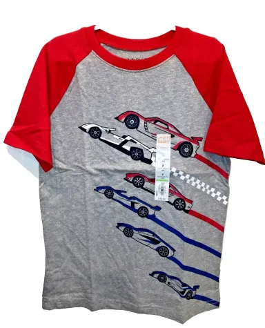 Boys size 10 Race Cars T-Shirt Jumping Beans Raglan Graphic Tee New 