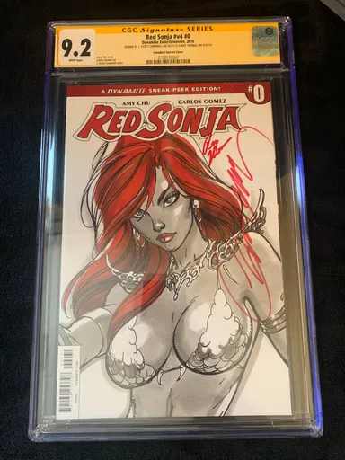 Red Sonja #v4 #0 CGC 9.2 SS (2016) Signed J. Scott Campbell And Roy Thomas