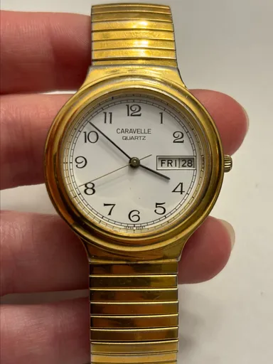 Caravelle gold tone watch