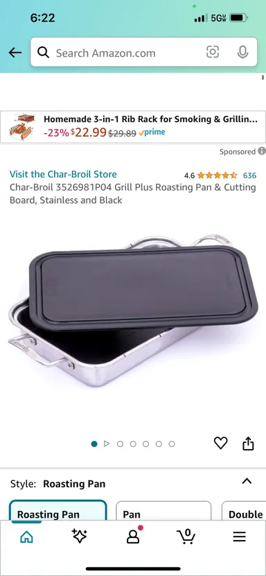 Char broil deep dish and cutting board