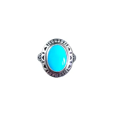 Vintage Native American .925 Sterling Silver Oval Turquoise Ring
