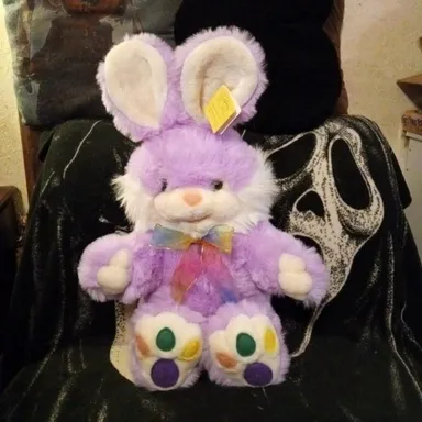 Vintage BETA TOYS  21" Handcrafted Purple Rabbit Stuffed Animal with Original Tags