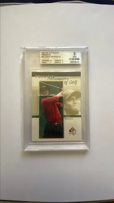 2001 SP Authentic Preview Tiger Woods Beckett mint 9
