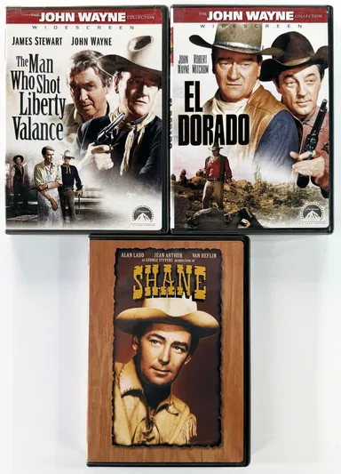 Lot Of 3 DVD Movies Western Films John Wayne El Dorado Man Shot Liberty Vance