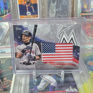 Ichiro Suzuki 2018 Topps MLB Independence Day U.S. Flag Patch Card - Marlins Mariners