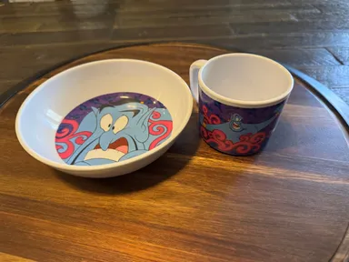 Vintage Disney Aladdin cup and bowl set