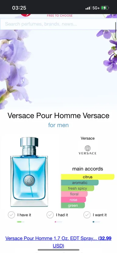 NIB Versace Pour Homme Deluxe Mini Cologne for men 5 ml.