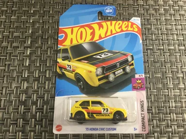 Hot Wheels '73 Honda Civic Custom Compact Kings #4 Yellow Car 1/64