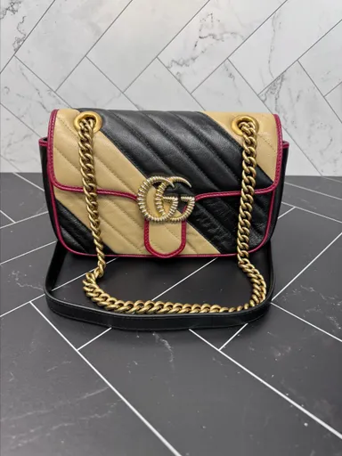 Gucci Marmont Tri Color Small Torchon Matelasse Crossbody Bag