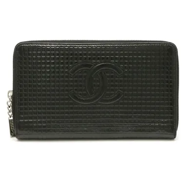 CHANEL Patent Leather Micro Chocolate Bar Wallet - Black