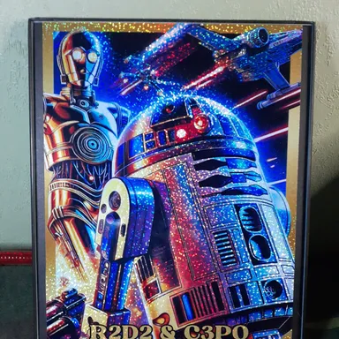 R2D2 & C3PO (Dazzle) - Framed 8x10 Art Print!