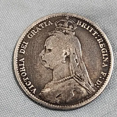 1891Great Britain 6 Pence .925 Silver KM# 760