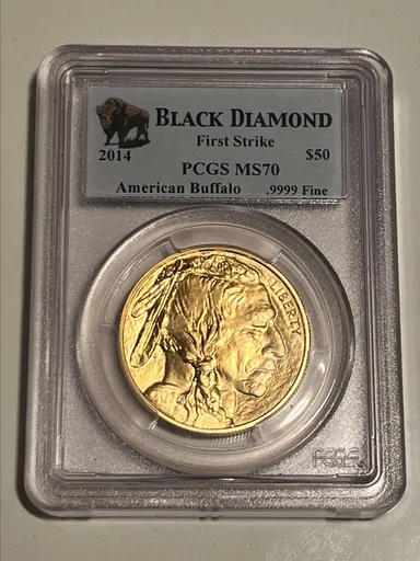American Buffalo 2014 PCGS $50 MS70 “First Strike” Black Diamond