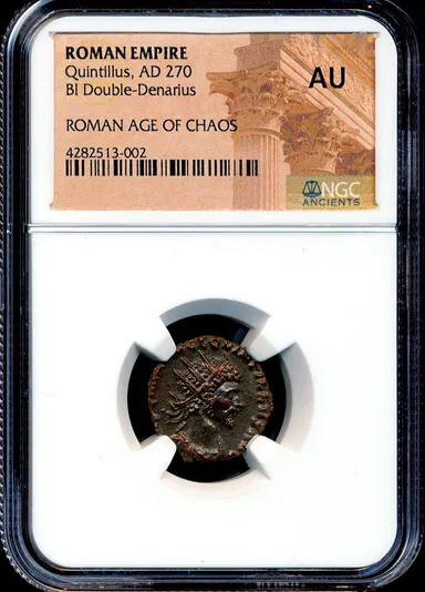 Q2 NGC AU Quintillus 270 AD Roman Imperial BI Antoninianus Ancient coin