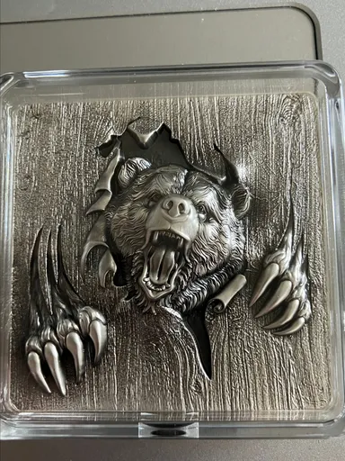 2 oz .999 Silver Grizzly Bear Stacker