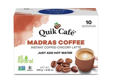 Quik Cafe Madras Coffee Instant Coffee-Chicory Latte 10 servings (INDIA)