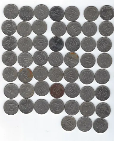 Set of 51 South Korea 100 Won Coins, 1980s & Forward, Worth $190+ + Gift N1C
