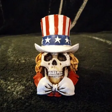 Vintage 3" Uncle Sam Skull Ceramic Resin Figure