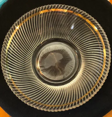 #13 vintage Federal depression glass Diana pattern with gold trim