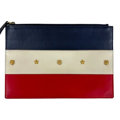 245. Gucci Tiger & Star Studded Leather Clutch Bag
